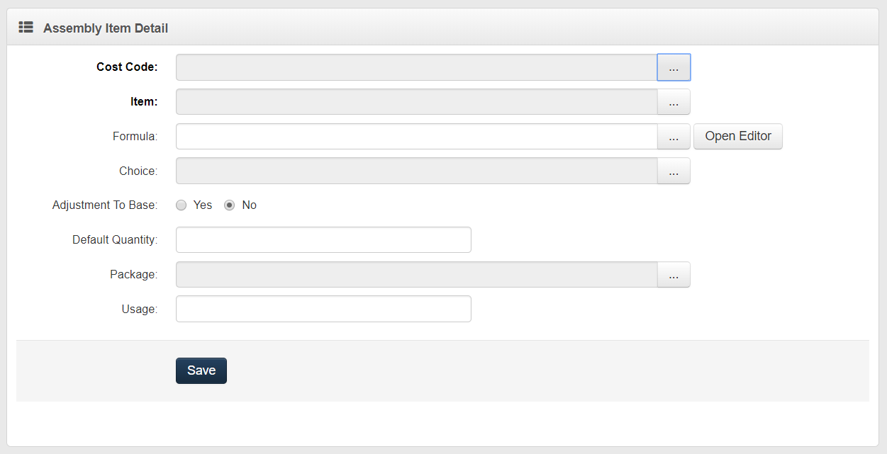 Assembly Item Detail