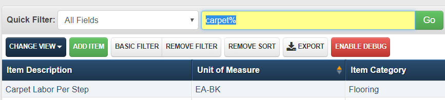 Browser Quick Filter
