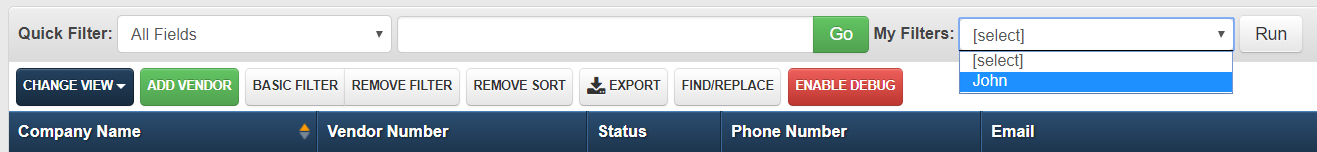 Browser Saved Filter