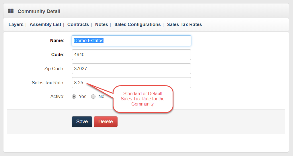 Community Default Tax Rate