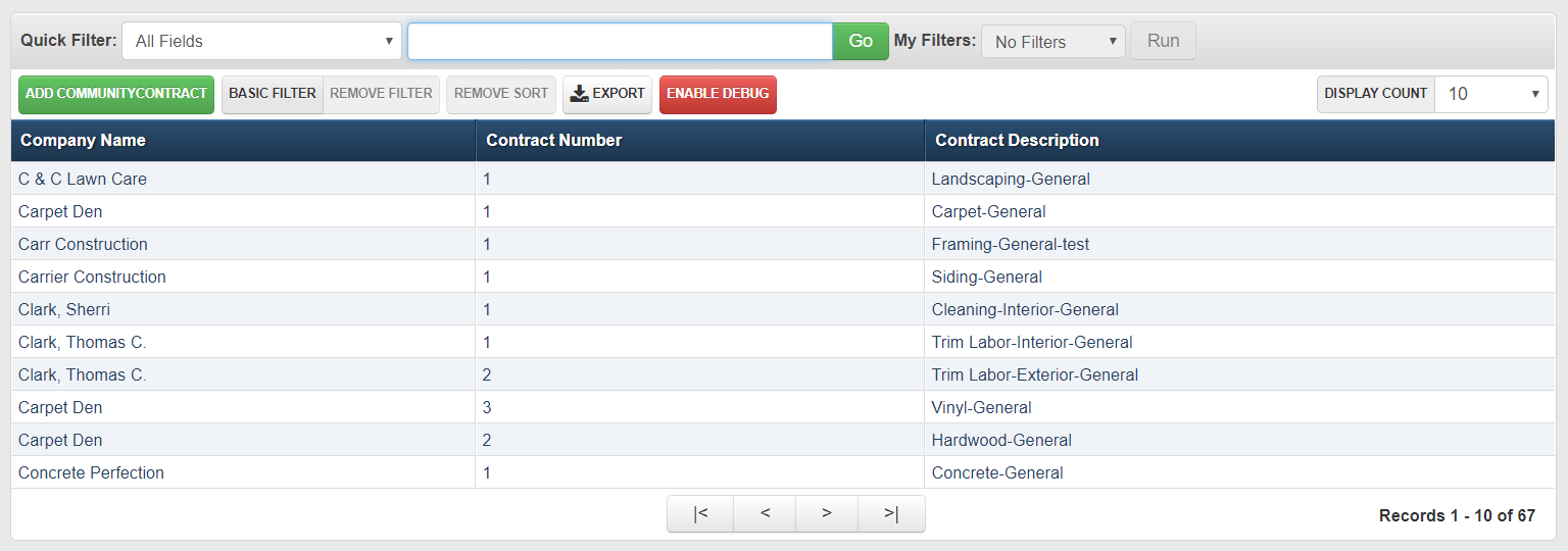 Contract Vendor Browser