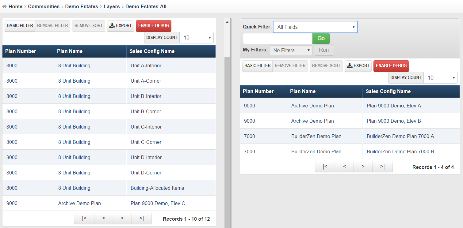 Plan Config Side-by-Side