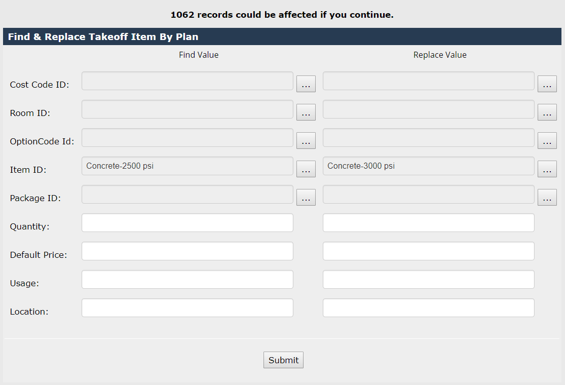 Plan Takeoff Find/Replace 2