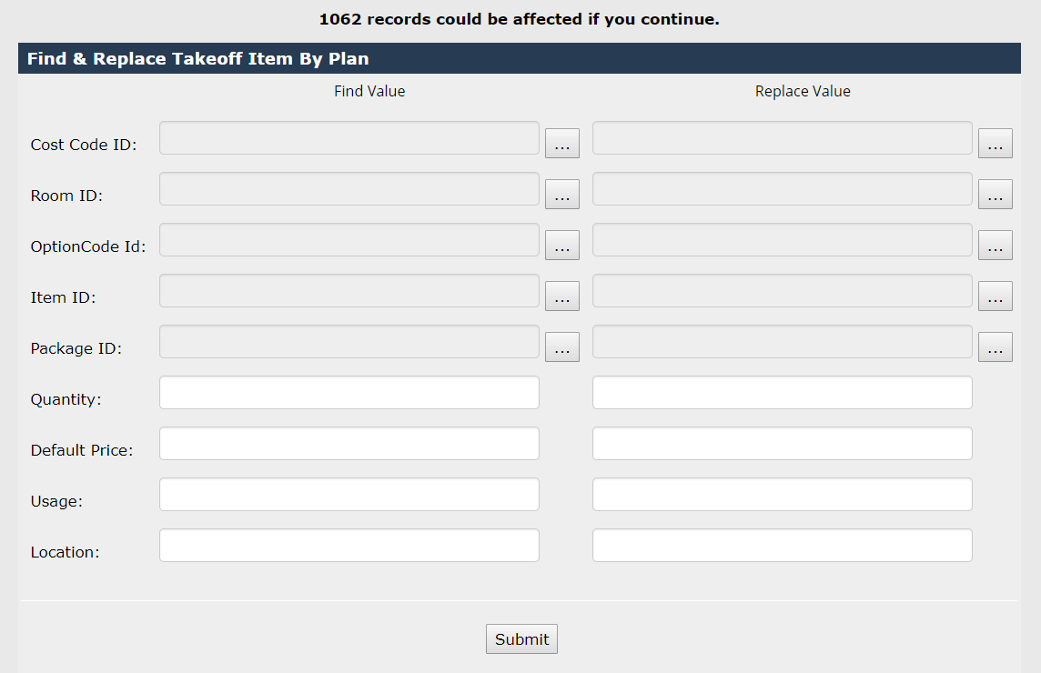 Plan Takeoff Find/Replace
