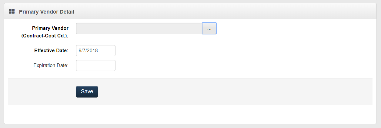 Primary Vendor Detail