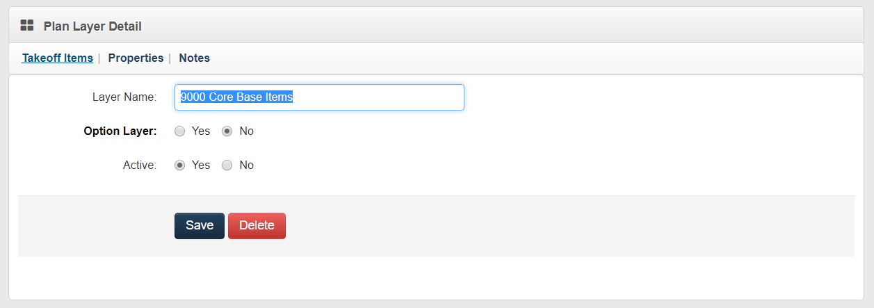Plan Layer Detail Screen